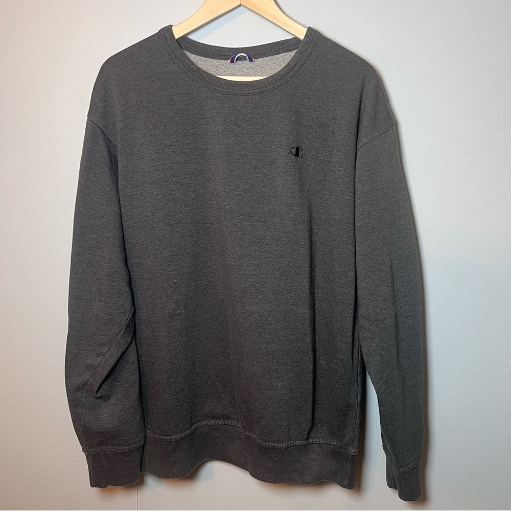 Champion Powerblend Fleece Crewneck Men’s L Dark Gray Pullover Sweatshirt S0888